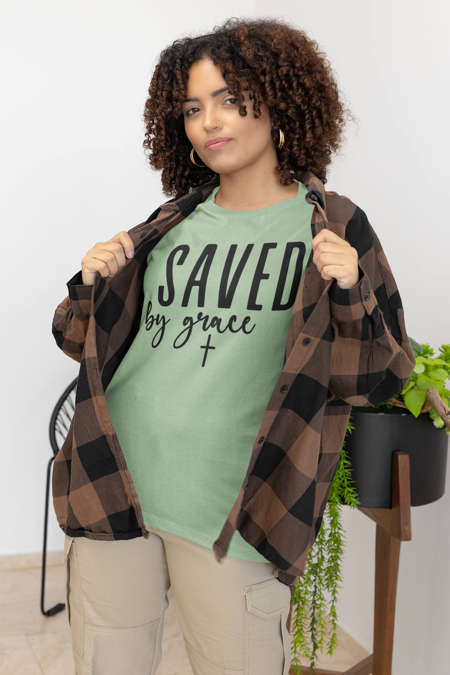 Saved By Grace Sage Tee