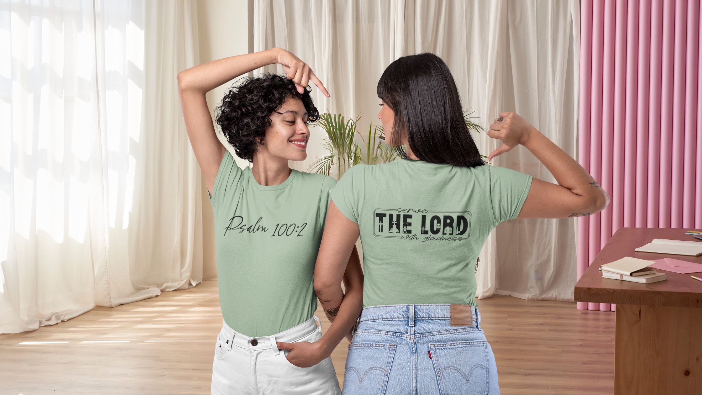 Serve The Lord With Gladness Sage Tee