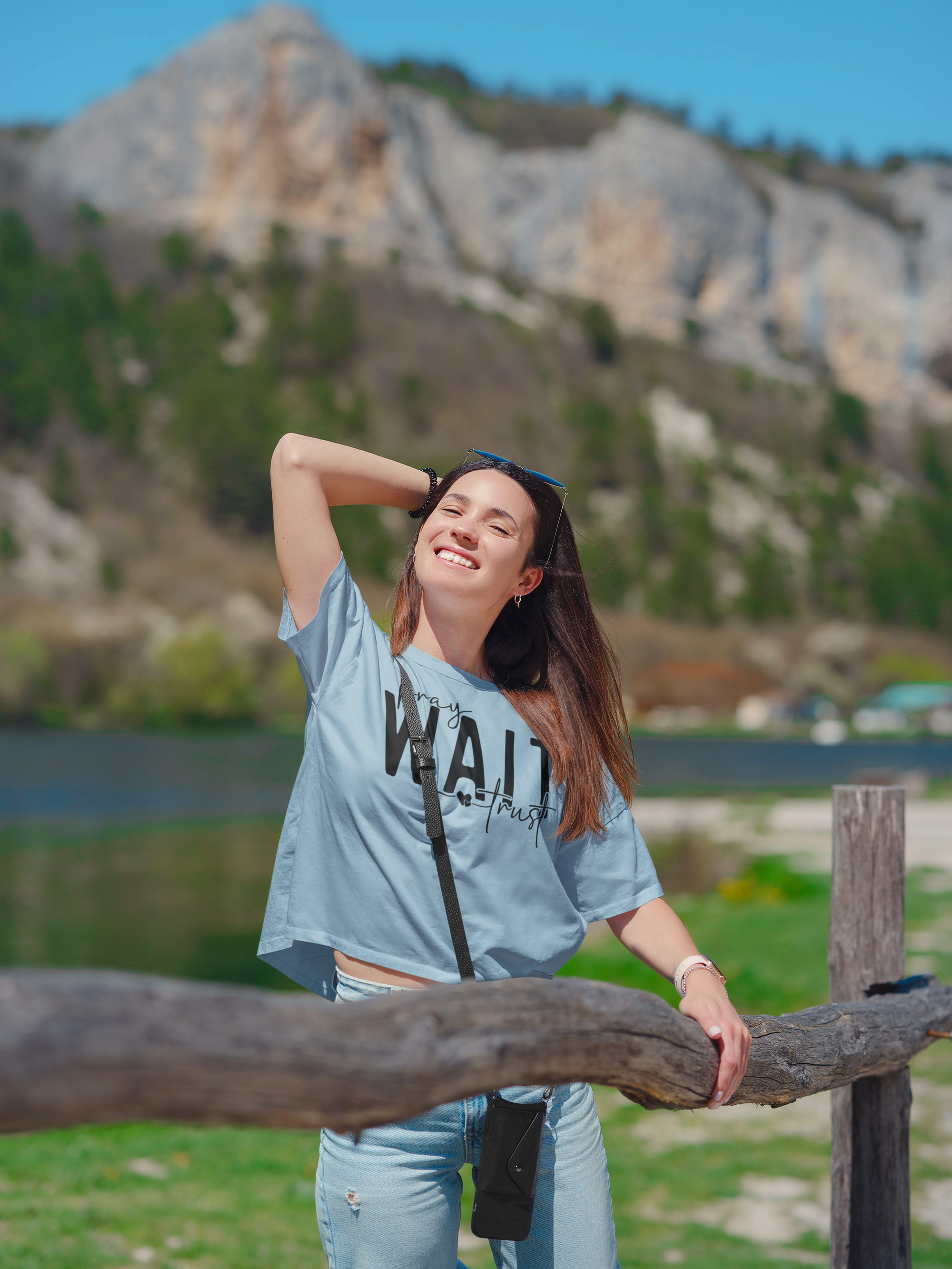 Pray, Wait, Trust Stone Blue Tee