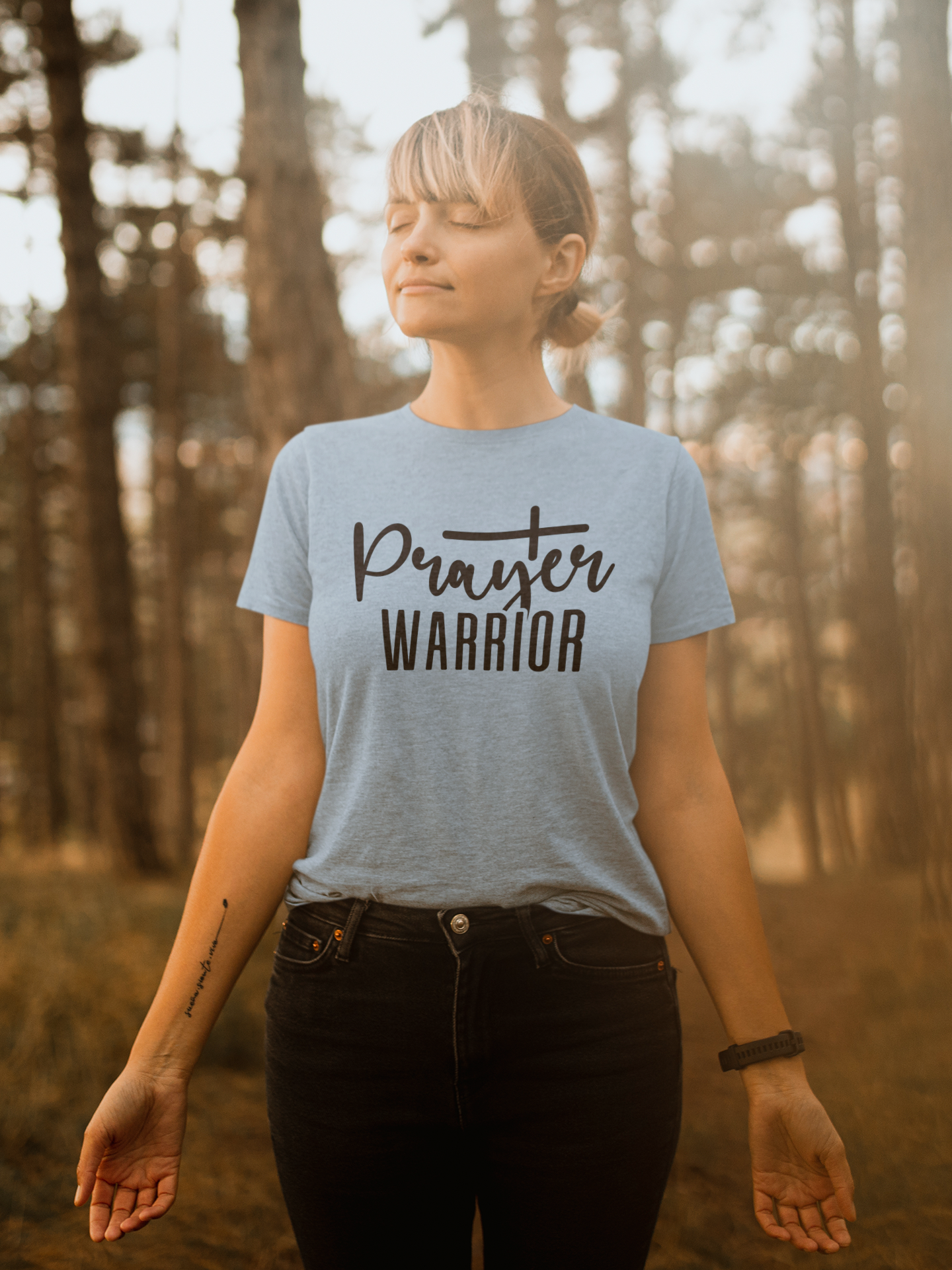 Prayer Warrior Stone Blue Tee