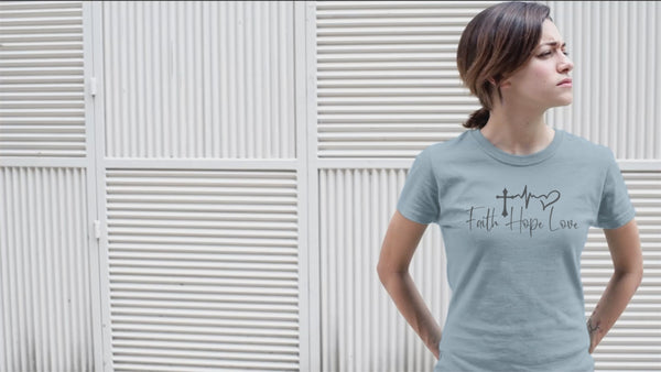 Faith Hope Love Stone Blue Tee