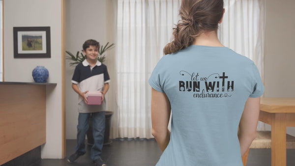 Let Us Run With Endurance Stone Blue Tee